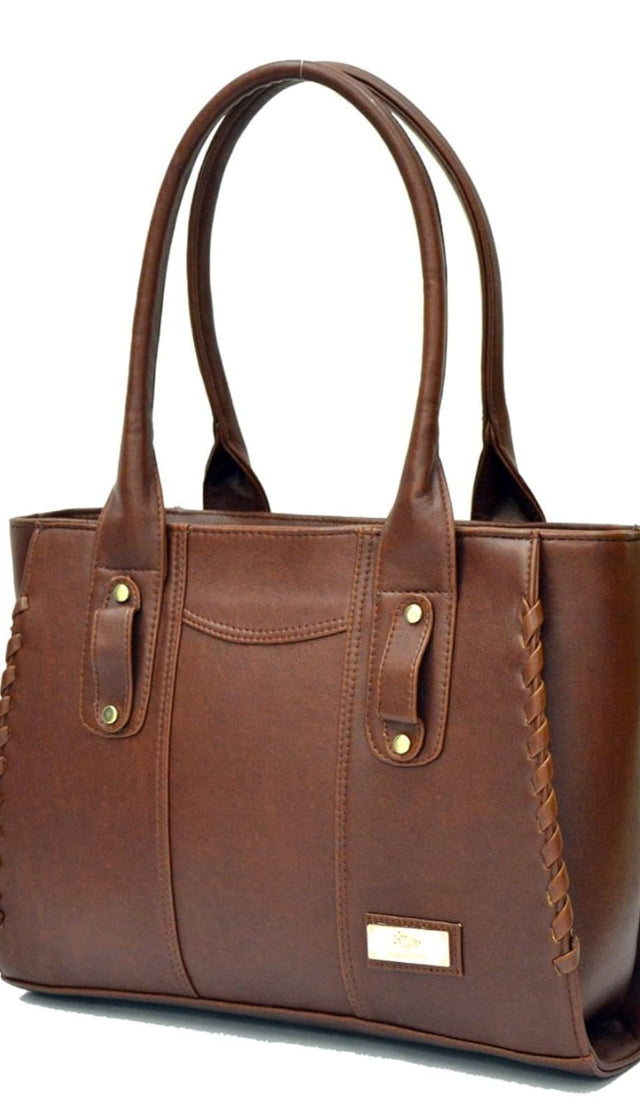 Raghna Classic Brown Faux Leather Handbag - Elegant Everyday Tote